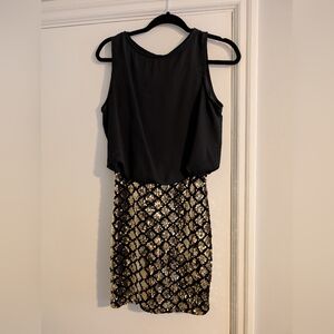 Elegant Black and Gold Sequin Dress
